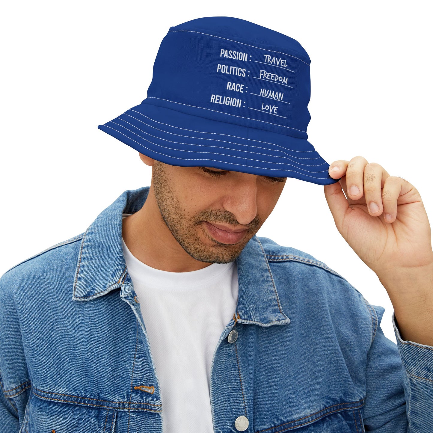 Travel. Freedom. Human. Love Bucket Hat