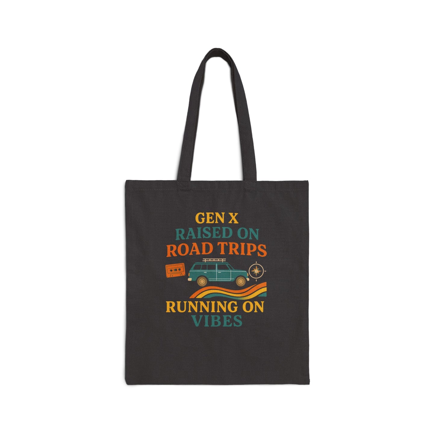 Retro Road Trip Cotton Canvas Tote Bag, Eco-Friendly Shopping Bag, Gift for Travel Lovers, Beach Tote, Weekend Getaway Bag