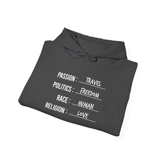 Travel. Freedom. Human. Love Heavy Blend™ Hoodie
