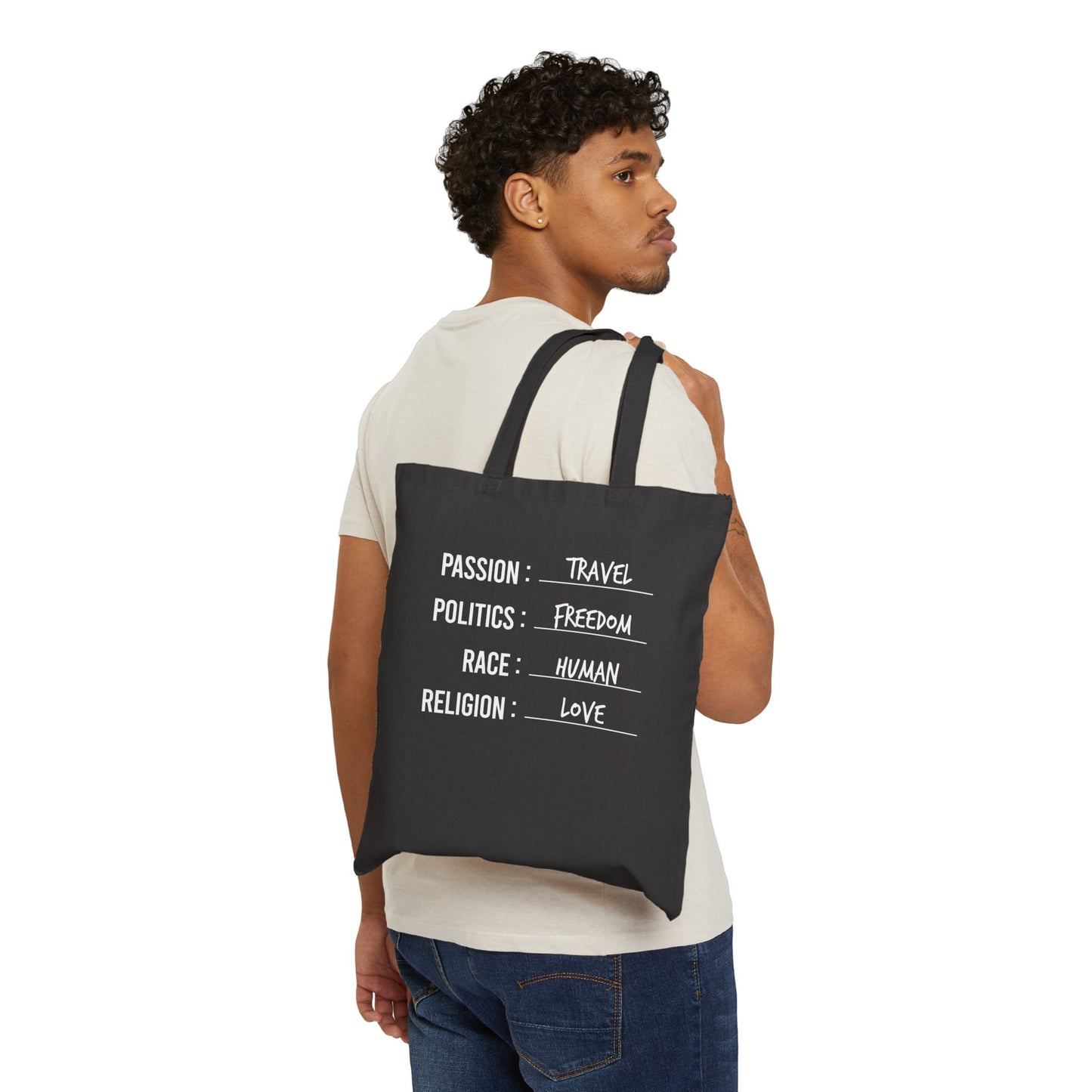 Travel * Freedom * Human * Love Cotton Canvas Tote Bag