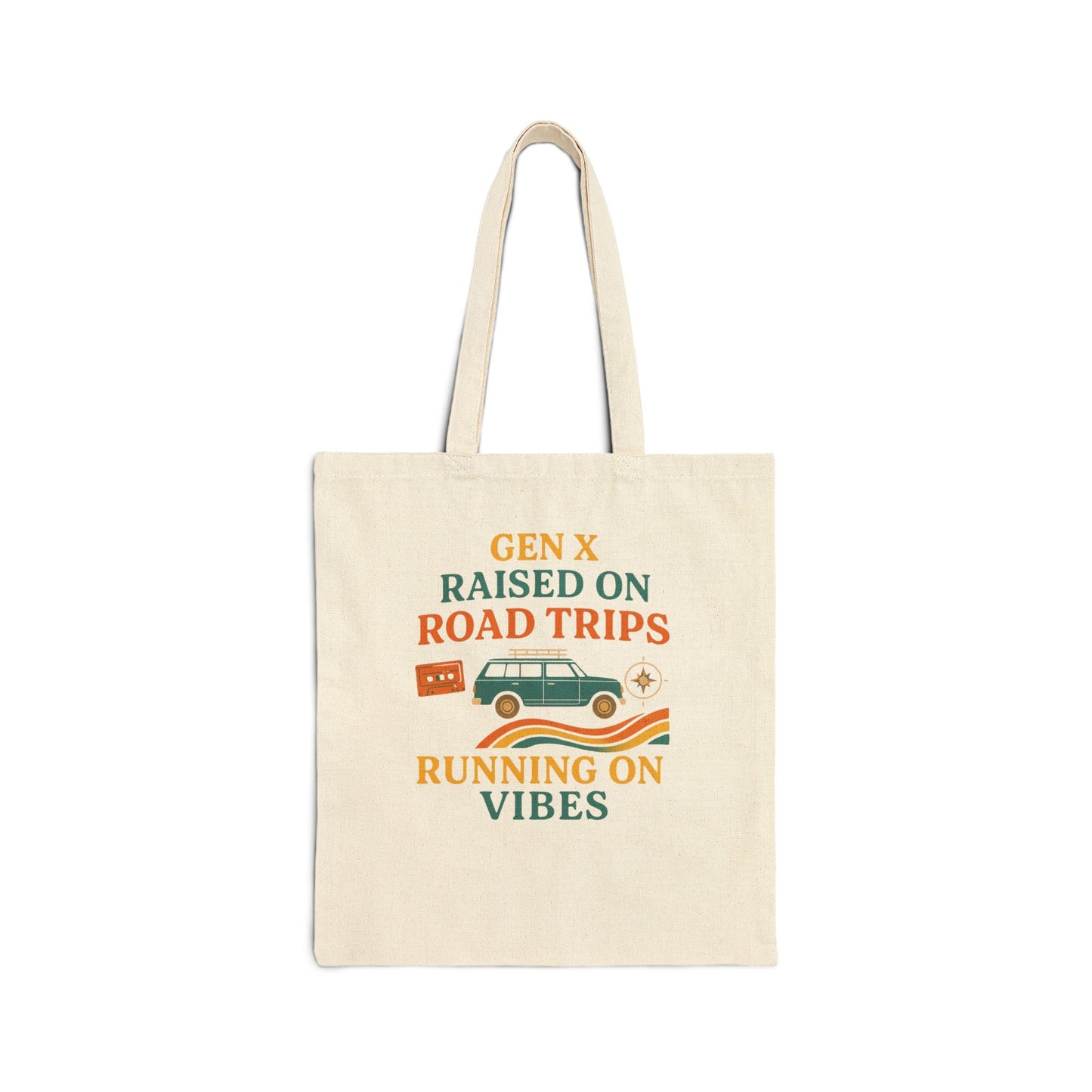 Retro Road Trip Cotton Canvas Tote Bag, Eco-Friendly Shopping Bag, Gift for Travel Lovers, Beach Tote, Weekend Getaway Bag