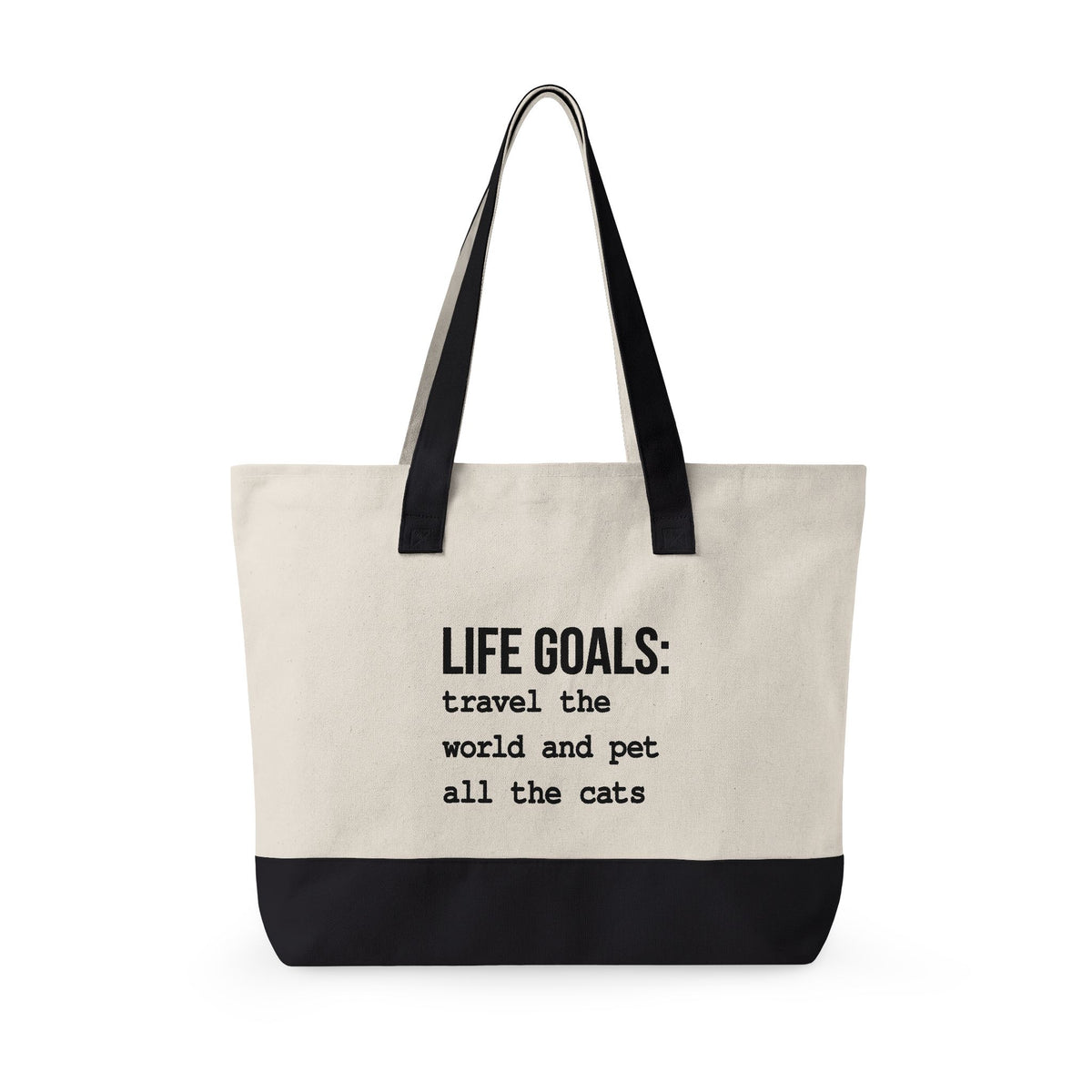 Passport Stamps & Kitty Paws / Life Goals Travel Zippered Tote Bag