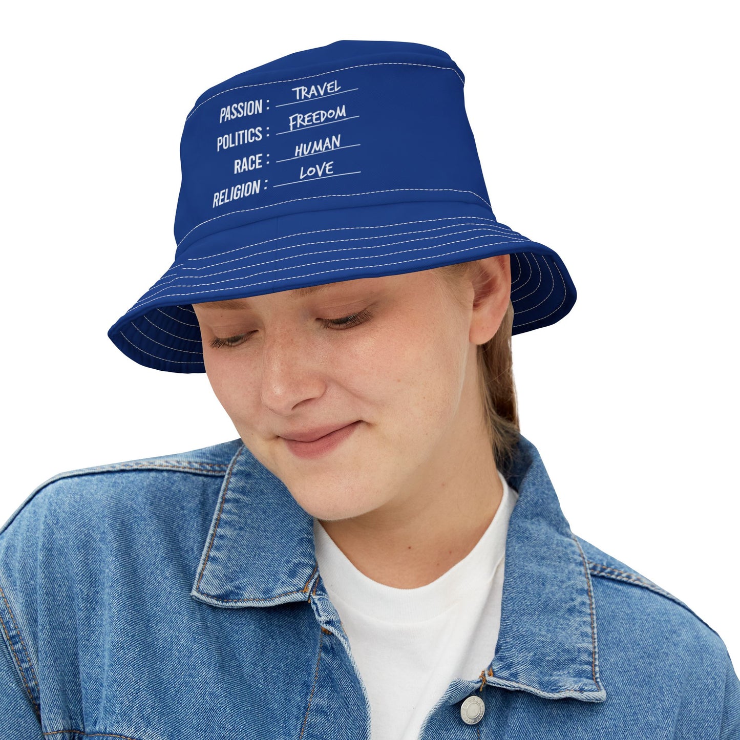 Travel. Freedom. Human. Love Bucket Hat