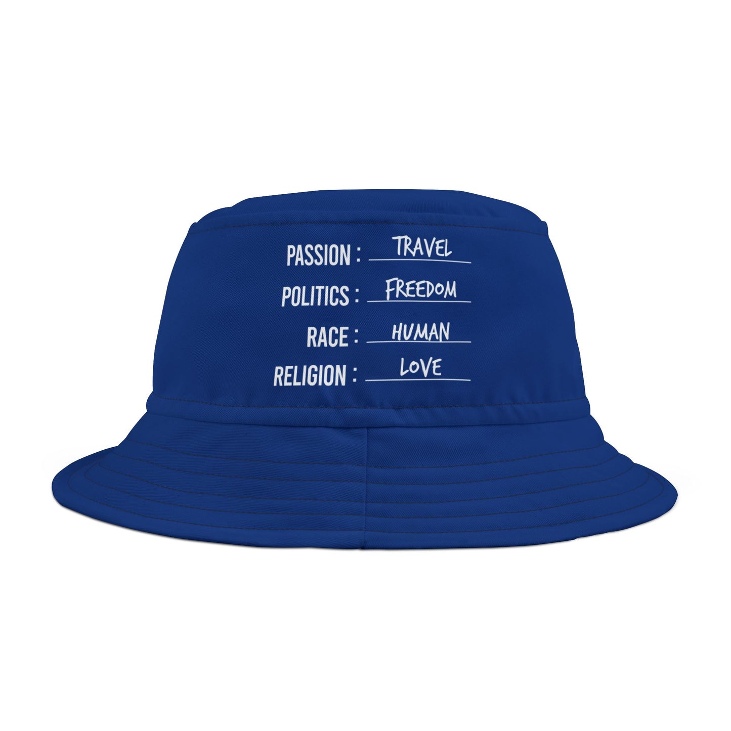 Travel. Freedom. Human. Love Bucket Hat
