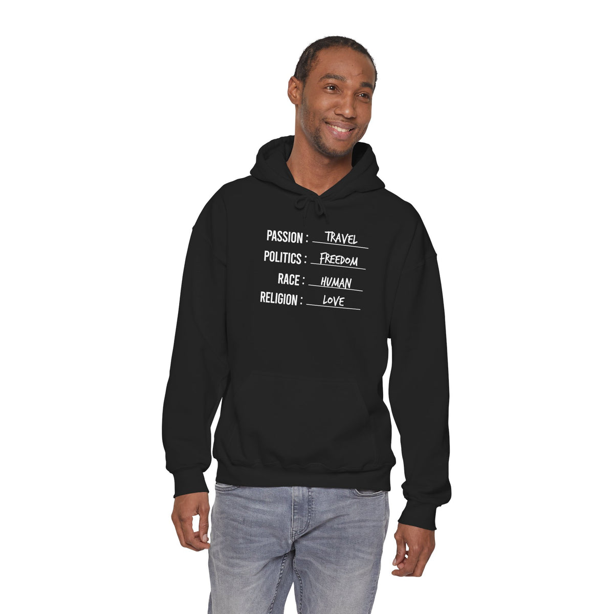 Travel. Freedom. Human. Love Heavy Blend™ Hoodie