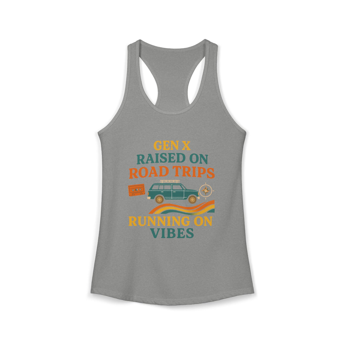 Gen X Raised On Road Trips Racerback Tank Top