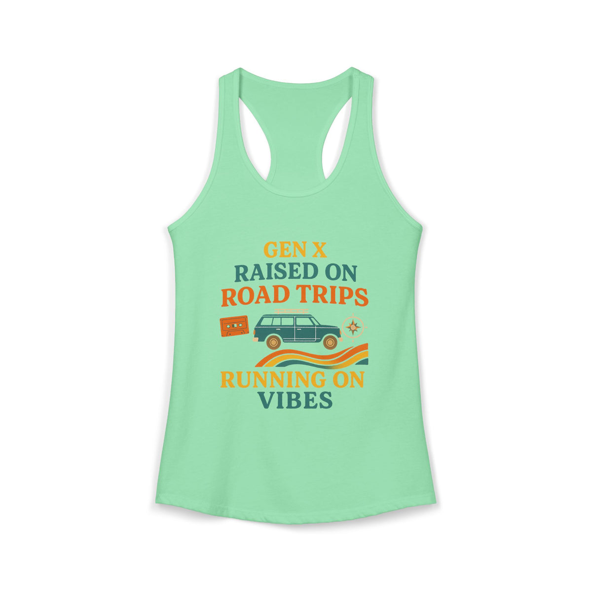 Gen X Raised On Road Trips Racerback Tank Top