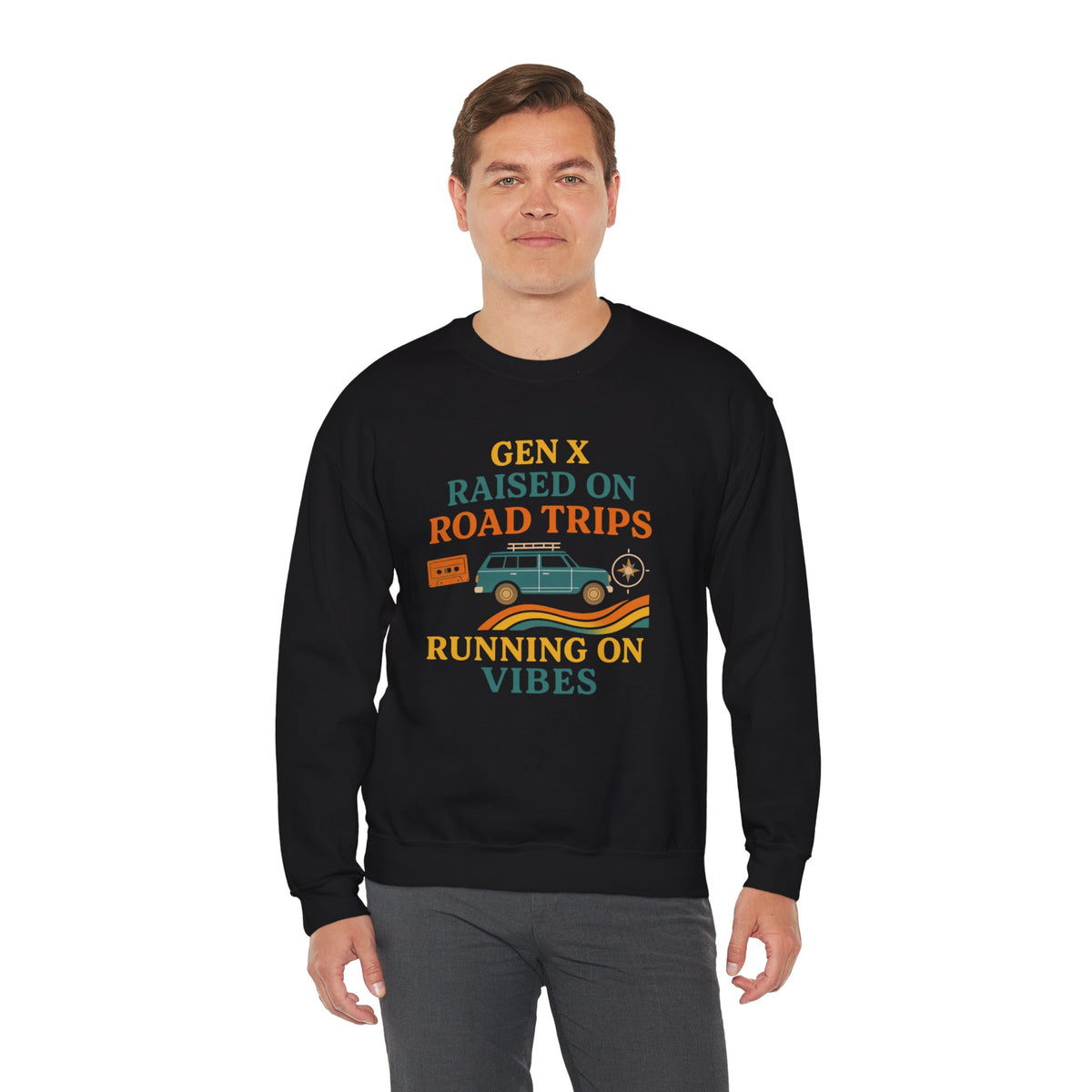 Gen X Raised On Road Trips Crewneck Sweatshirt