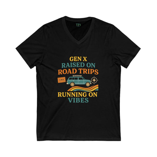 Gen X Raised On Road Trips V-Neck Tee
