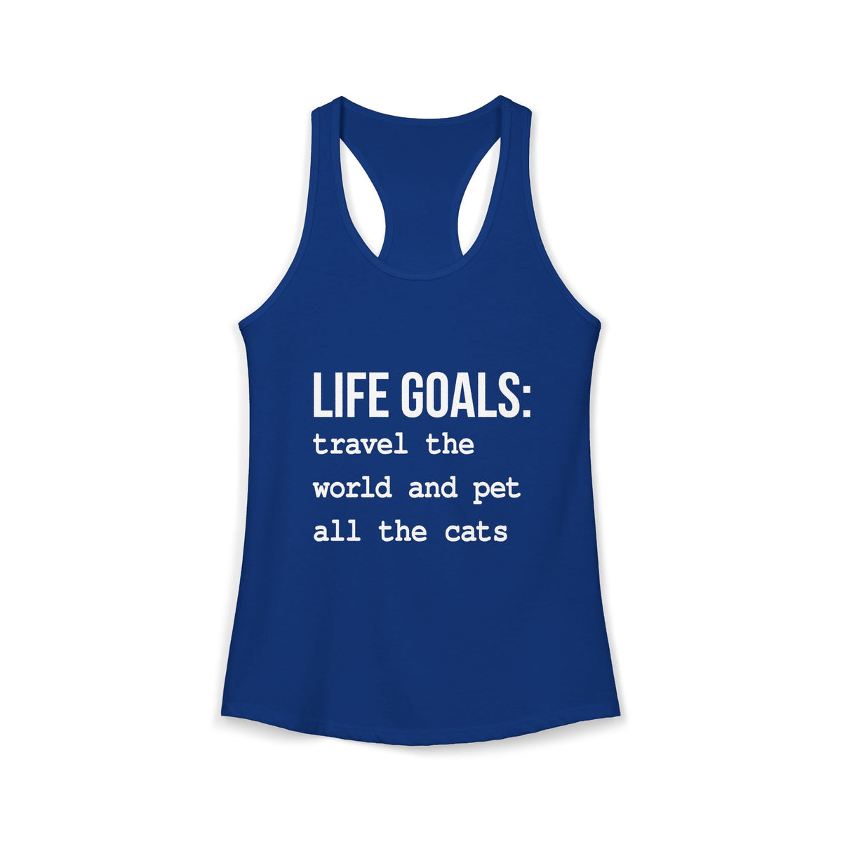 Passport Stamps & Kitty Paws / Life Goals Travel & Cat Lover Racerback Tank