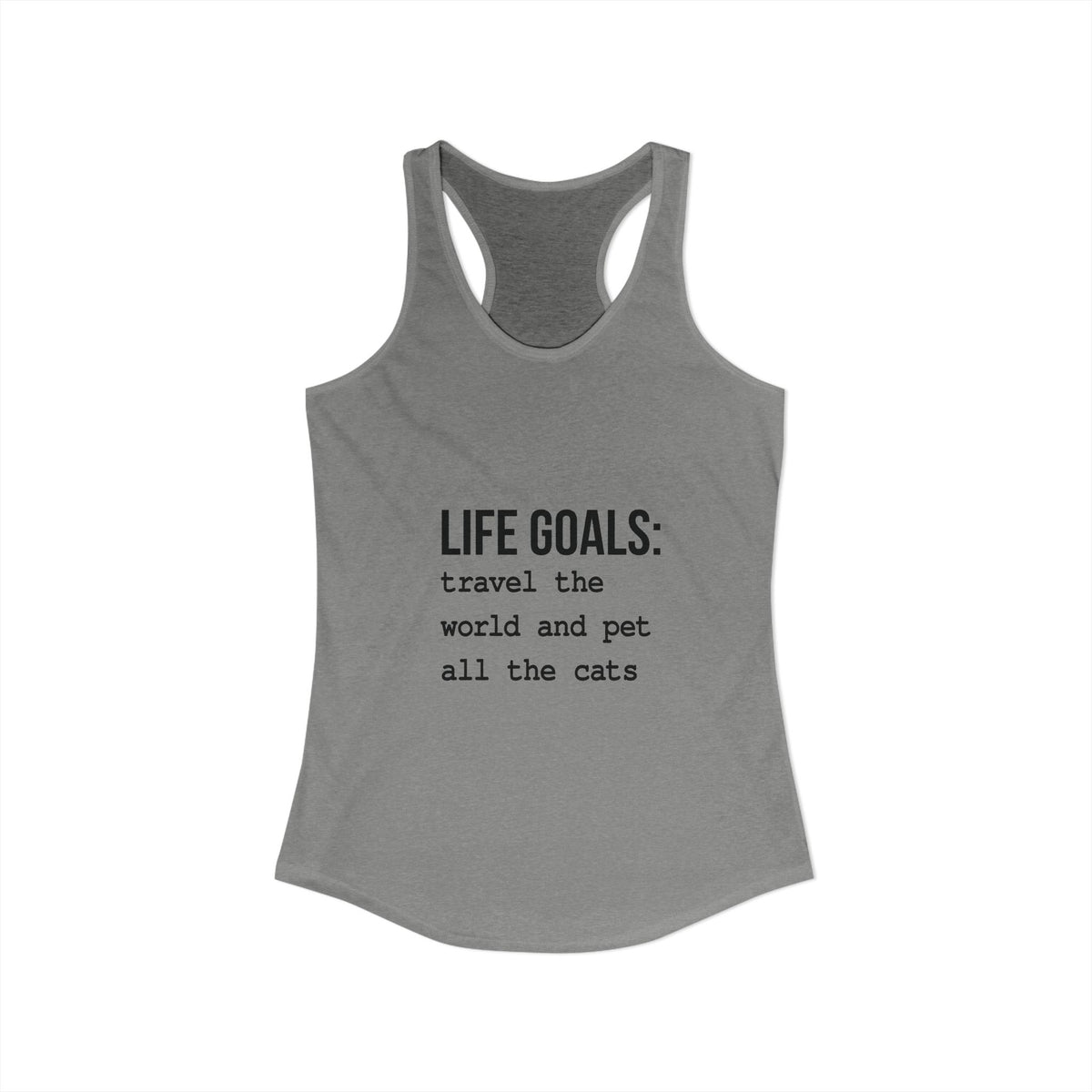 Passport Stamps & Kitty Paws / Life Goals Travel & Cat Lover Racerback Tank