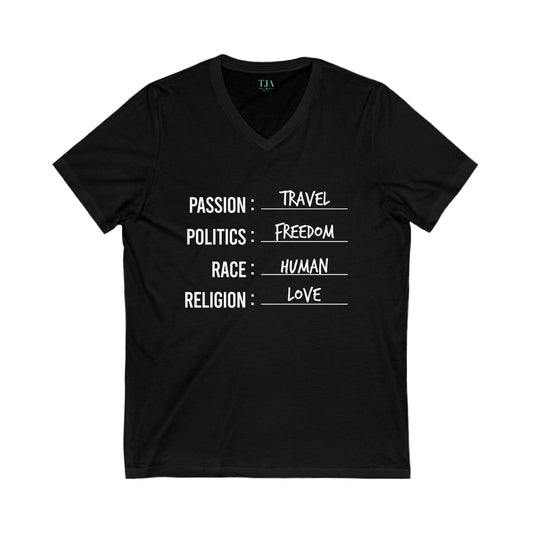 Travel. Freedom. Human. Love V-Neck Tee