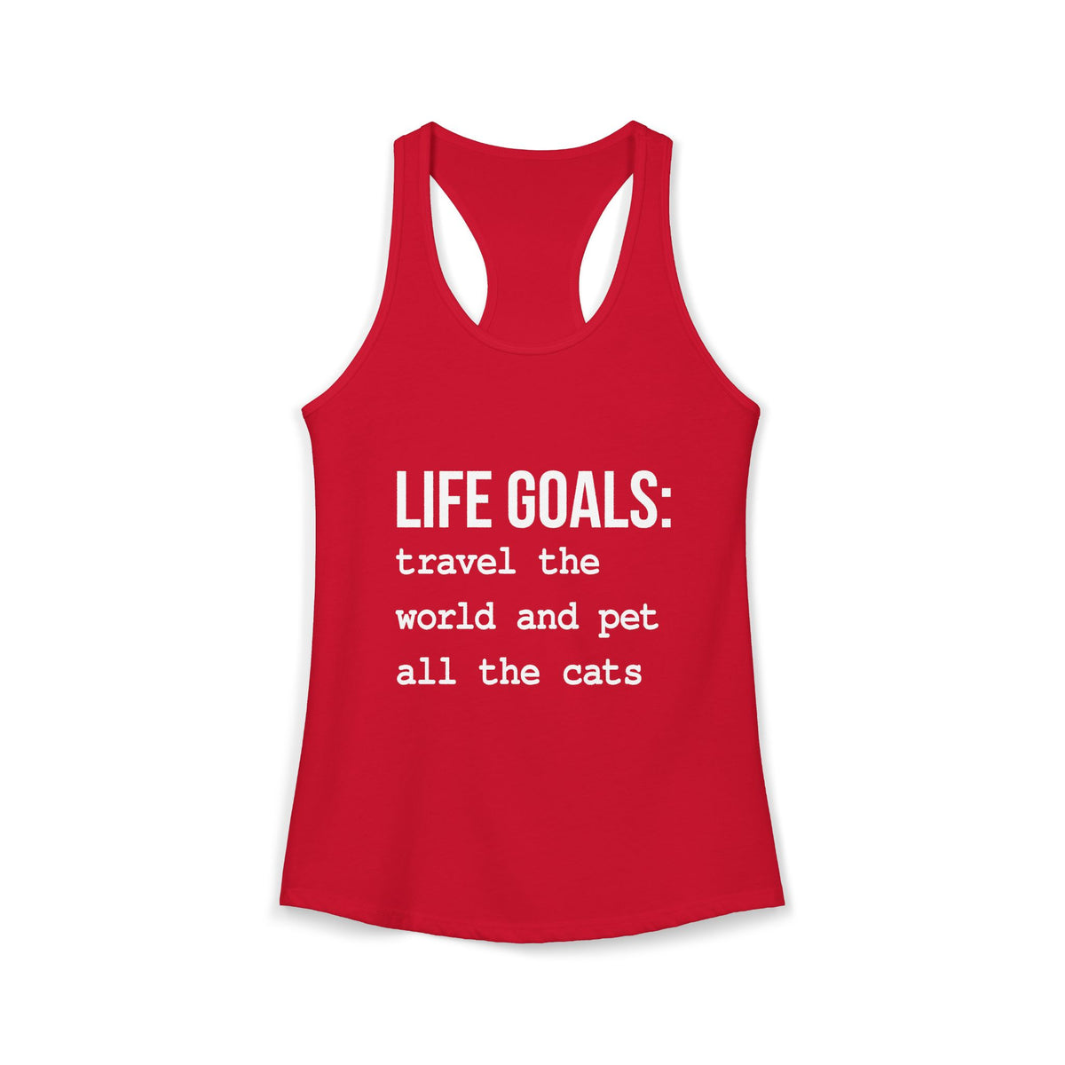 Passport Stamps & Kitty Paws / Life Goals Travel & Cat Lover Racerback Tank