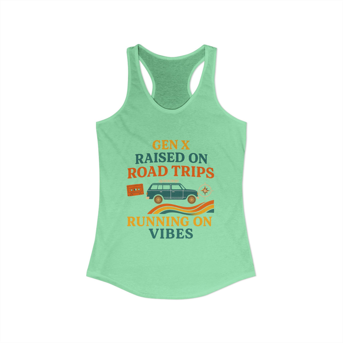 Gen X Raised On Road Trips Racerback Tank Top