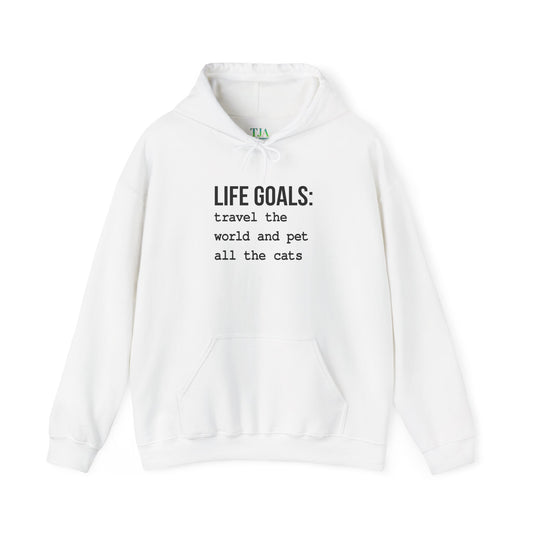 Passport Stamps & Kitty Paws | Life Goals Travel & Cat Lover Heavy Blend™ Hoodie