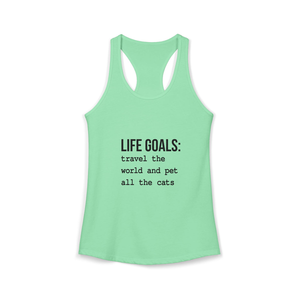 Passport Stamps & Kitty Paws / Life Goals Travel & Cat Lover Racerback Tank