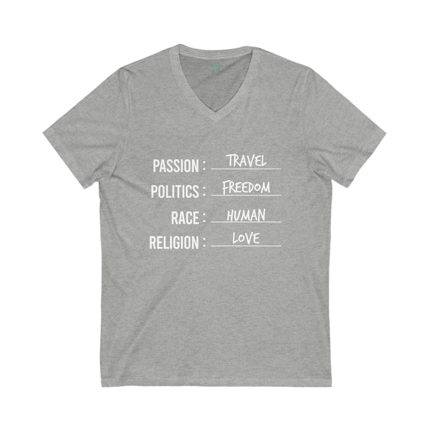 Travel. Freedom. Human. Love V-Neck Tee