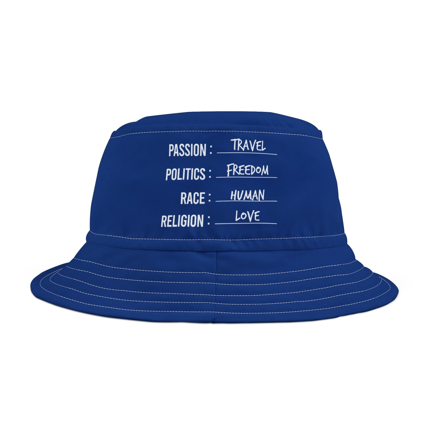 Travel. Freedom. Human. Love Bucket Hat
