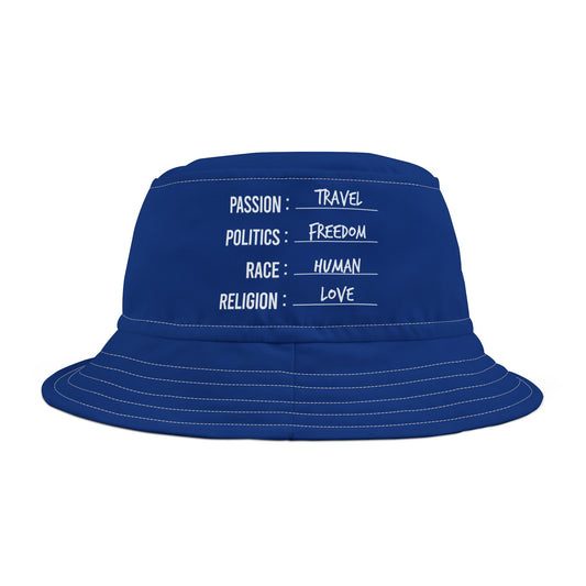 Travel. Freedom. Human. Love Bucket Hat