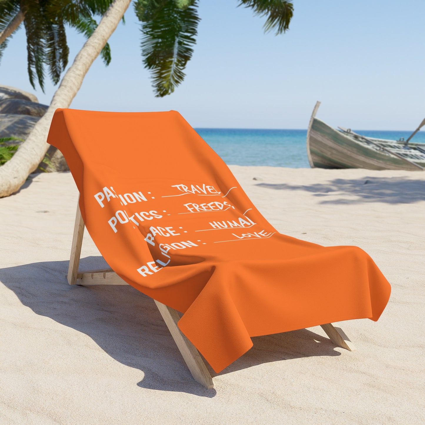 Travel. Freedom. Human. Love Beach Towel