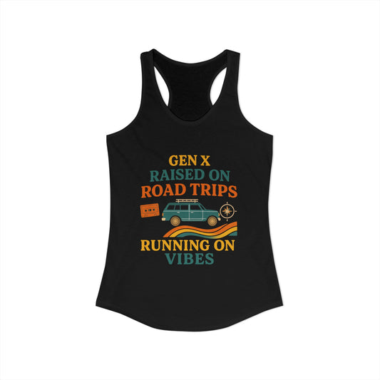 Gen X Raised On Road Trips Racerback Tank Top