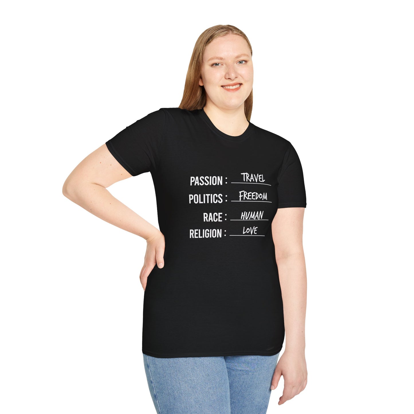 Travel. Freedom. Human. Love Unisex T-Shirt