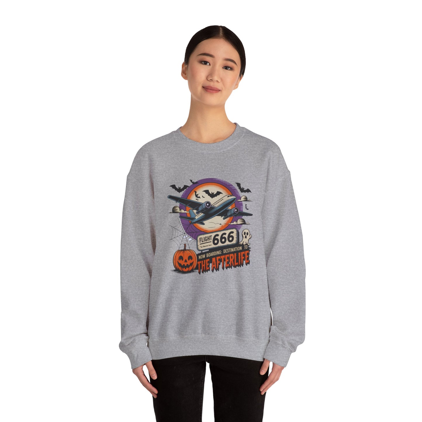 Flight 666: Now Boarding to the Afterlife Crewneck Sweatshirt