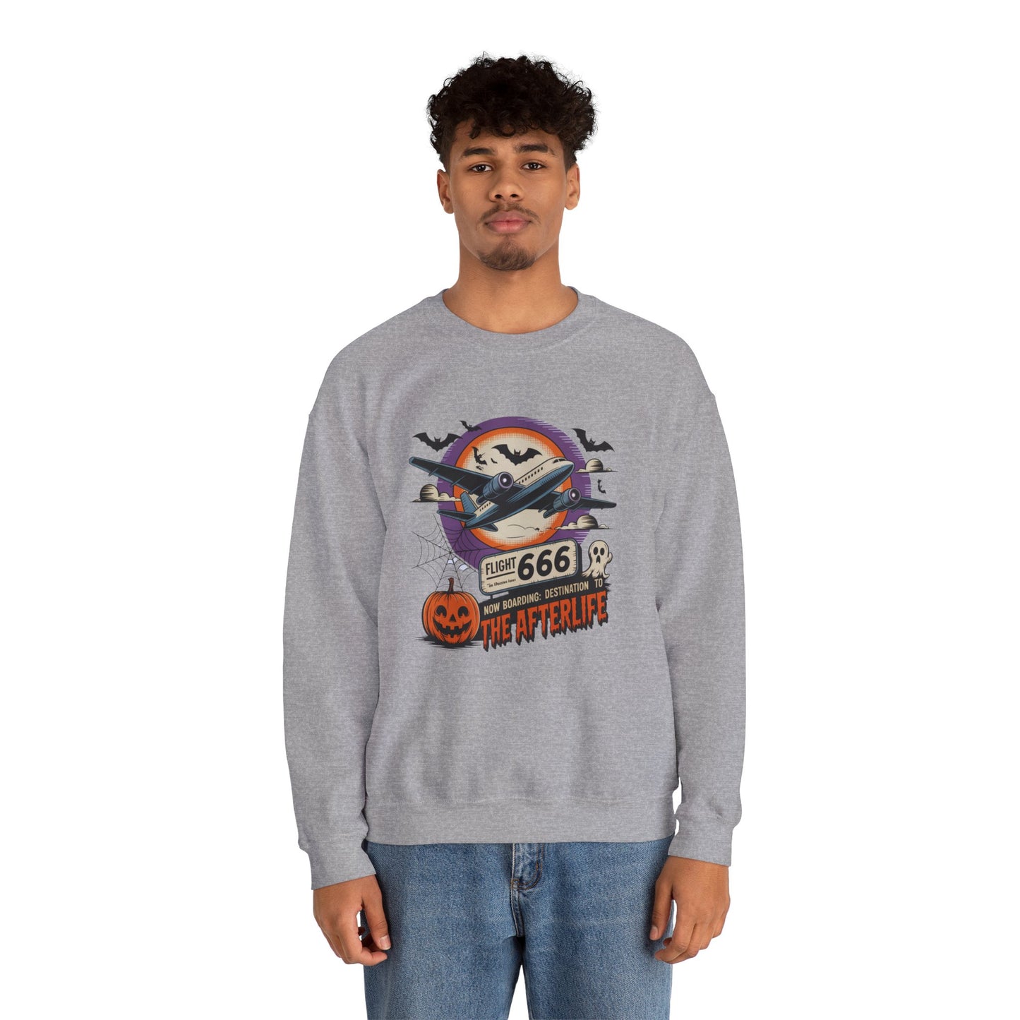 Flight 666: Now Boarding to the Afterlife Crewneck Sweatshirt