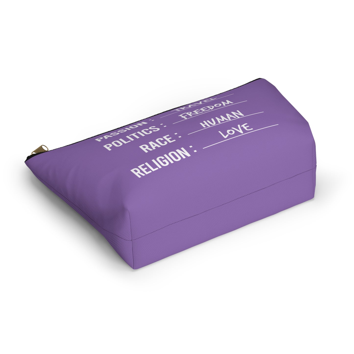 Travel. Freedom. Human. Love Accessory Pouch with T-Bottom
