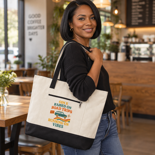 Gen X Road Trips / Vintage Zippered Canvas Travel Tote