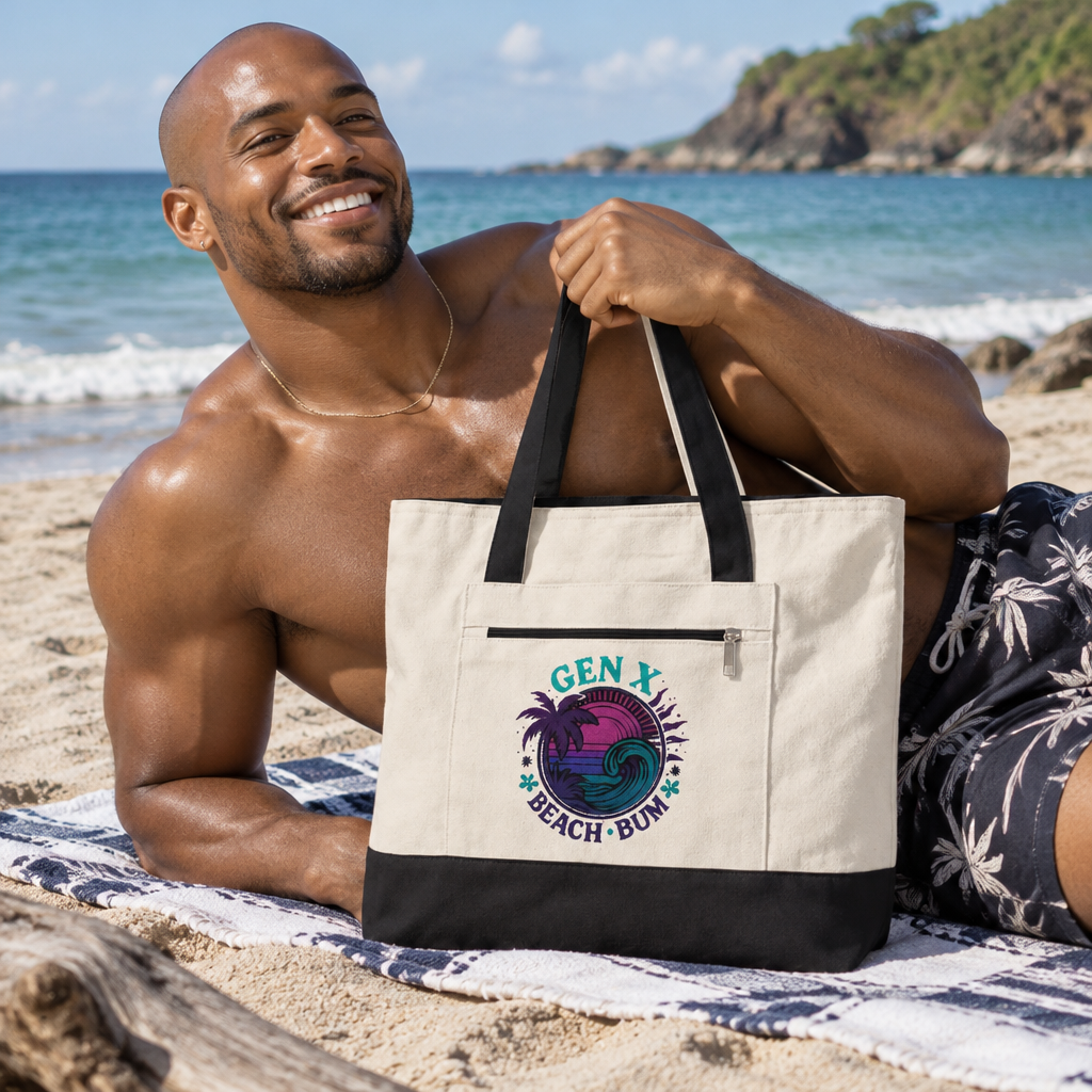 Gen X Beach Bum Zippered Canvas Travel Tote