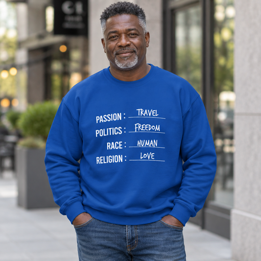 Travel. Freedom. Human. Love Crewneck Sweatshirt