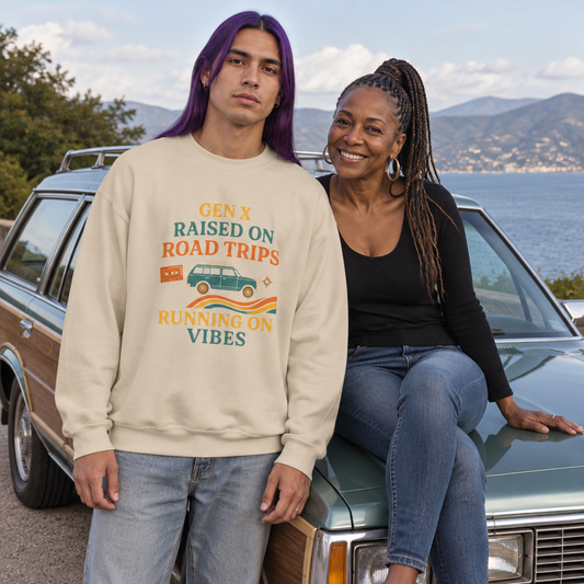 Gen X Raised On Road Trips Crewneck Sweatshirt