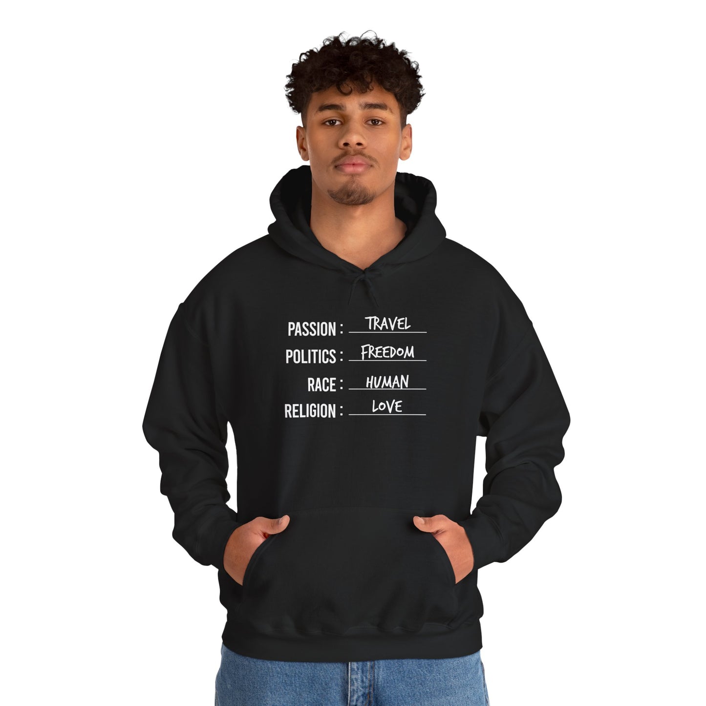 Travel. Freedom. Human. Love Heavy Blend™ Hoodie