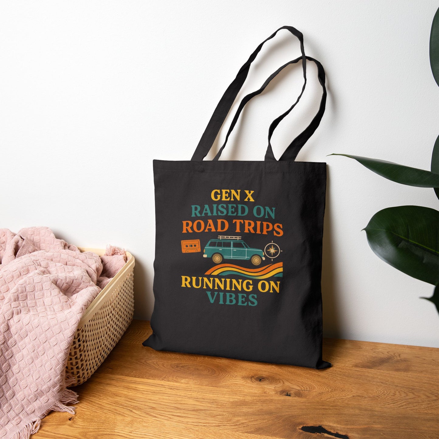 Retro Road Trip Cotton Canvas Tote Bag, Eco-Friendly Shopping Bag, Gift for Travel Lovers, Beach Tote, Weekend Getaway Bag