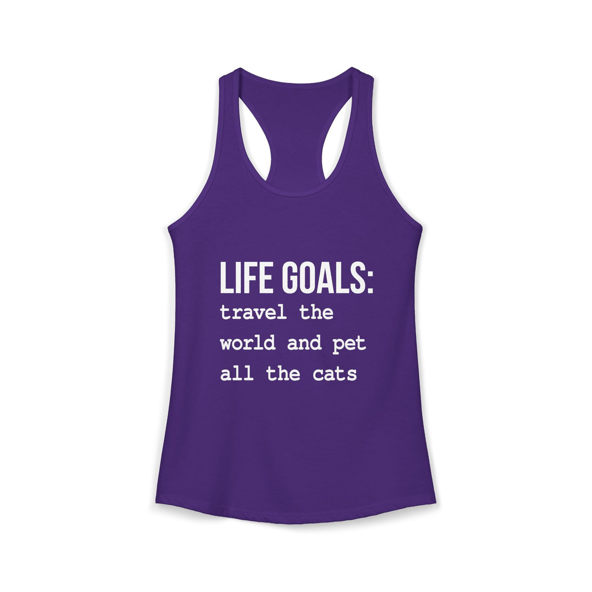 Passport Stamps & Kitty Paws / Life Goals Travel & Cat Lover Racerback Tank