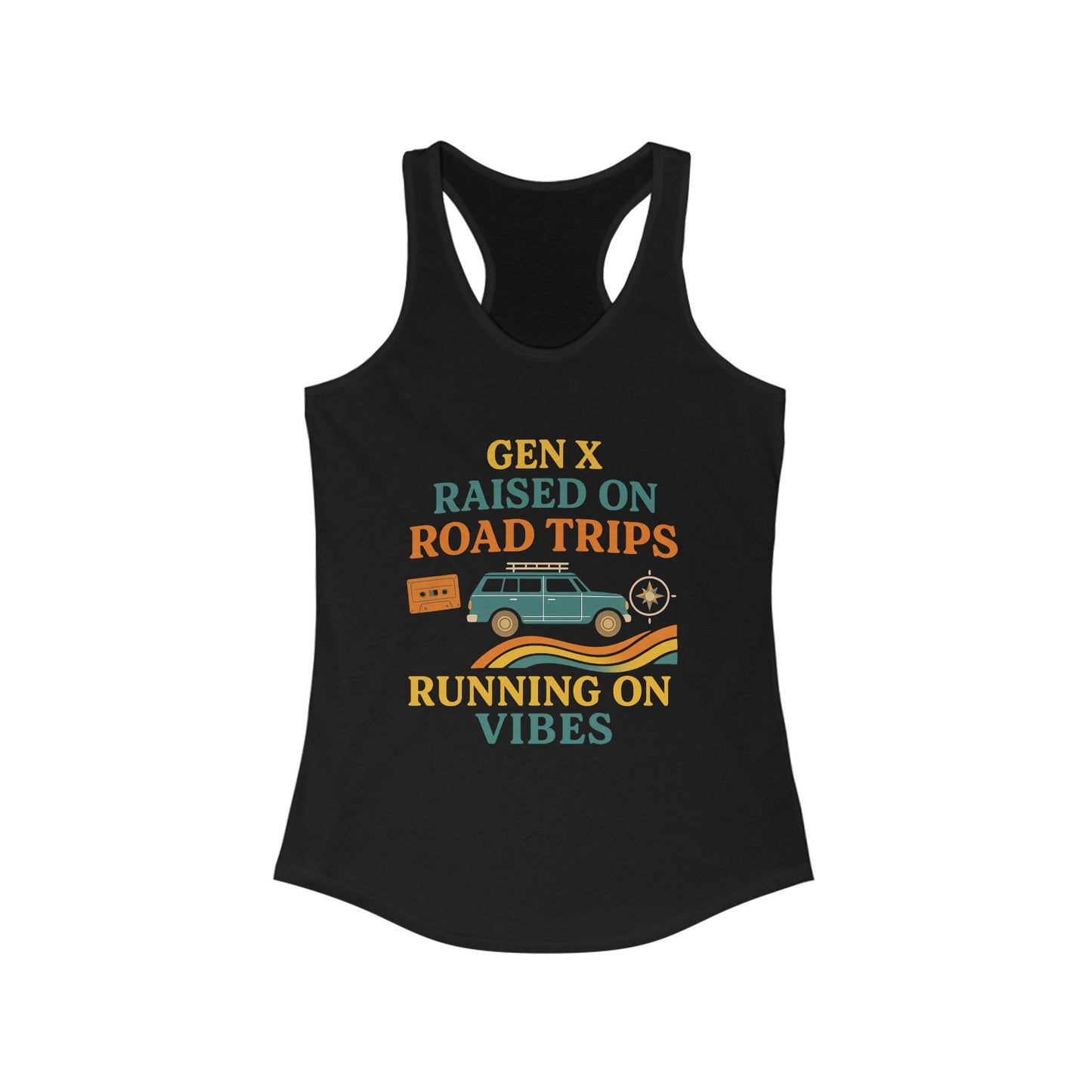 Gen X Raised On Road Trips Racerback Tank Top
