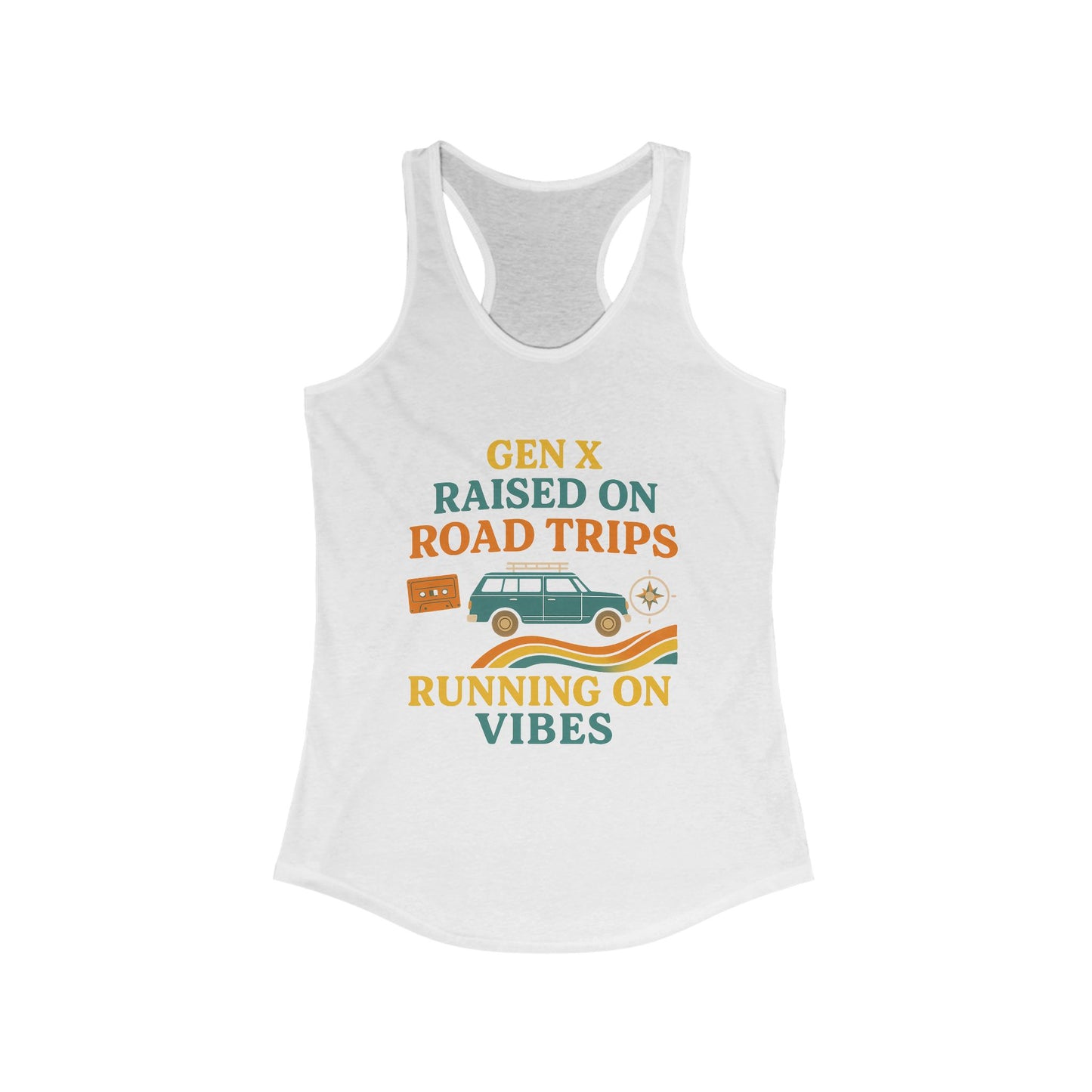 Gen X Raised On Road Trips Racerback Tank Top