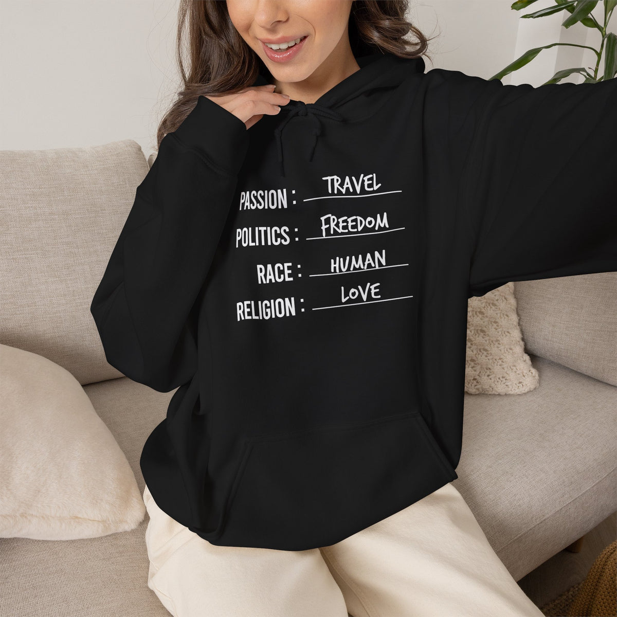 Travel. Freedom. Human. Love Heavy Blend™ Hoodie