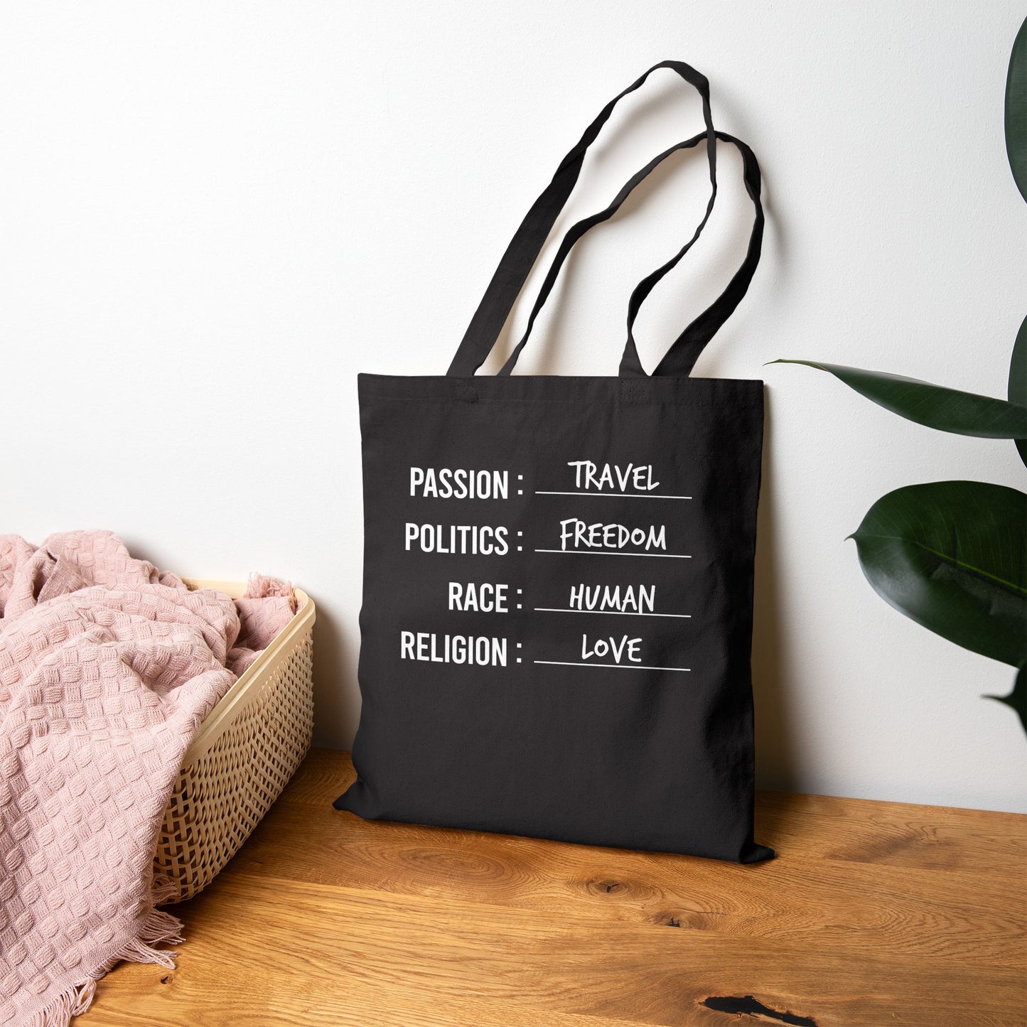 Travel * Freedom * Human * Love Cotton Canvas Tote Bag