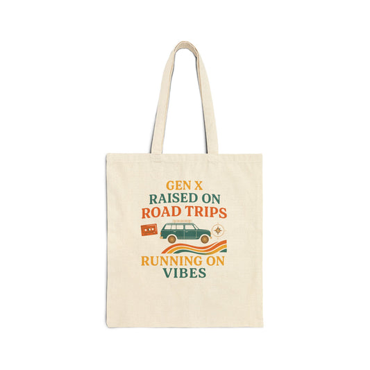 Retro Road Trip Cotton Canvas Tote Bag, Eco-Friendly Shopping Bag, Gift for Travel Lovers, Beach Tote, Weekend Getaway Bag