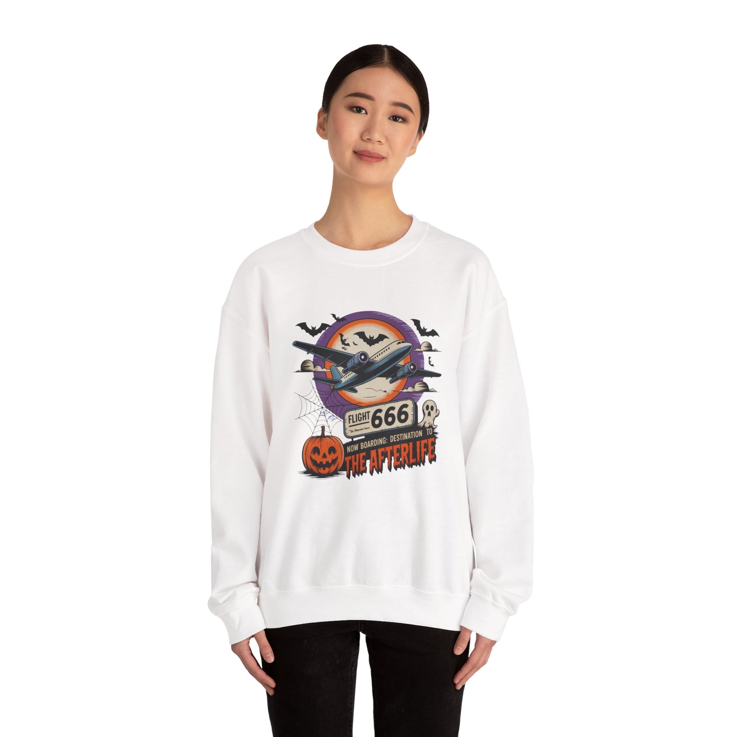 Flight 666: Now Boarding to the Afterlife Crewneck Sweatshirt