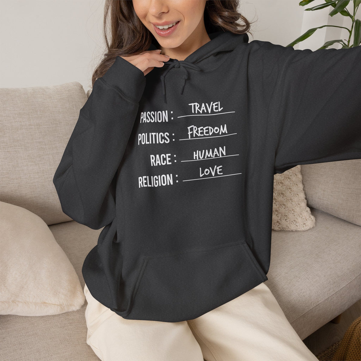 Travel. Freedom. Human. Love Heavy Blend™ Hoodie