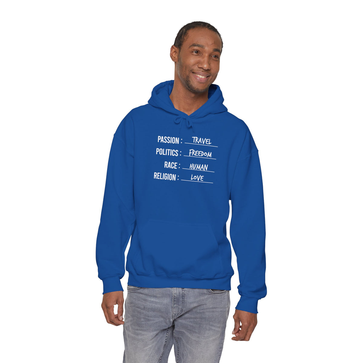 Travel. Freedom. Human. Love Heavy Blend™ Hoodie