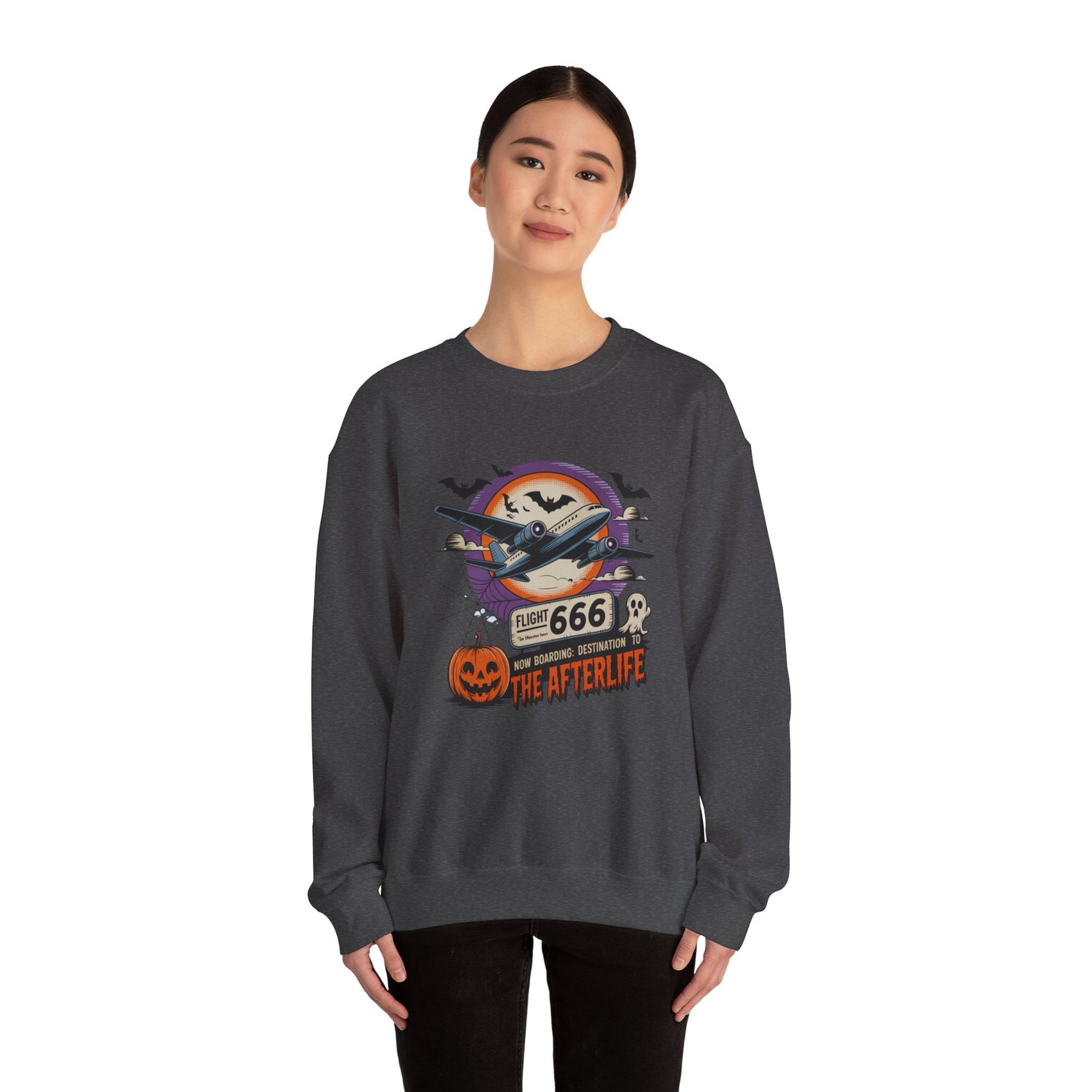 Flight 666: Now Boarding to the Afterlife Crewneck Sweatshirt