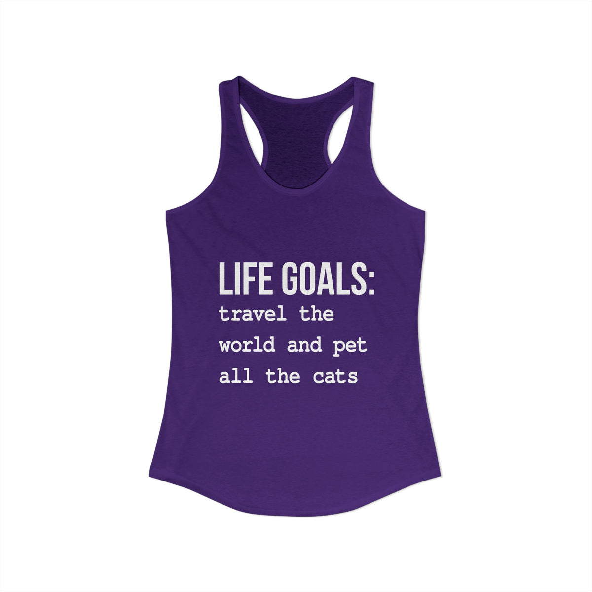 Passport Stamps & Kitty Paws / Life Goals Travel & Cat Lover Racerback Tank