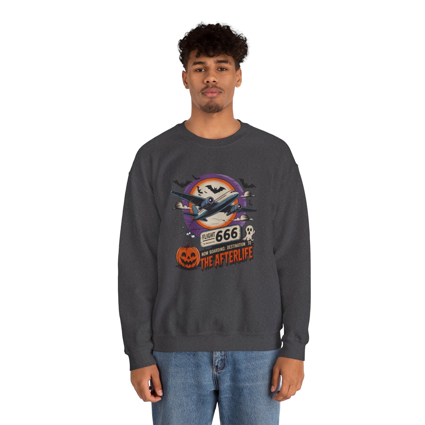 Flight 666: Now Boarding to the Afterlife Crewneck Sweatshirt