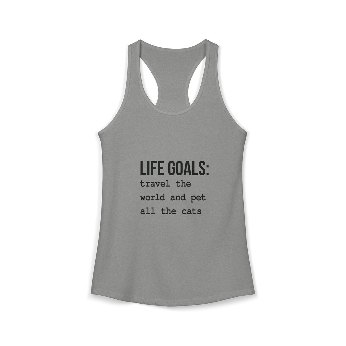 Passport Stamps & Kitty Paws / Life Goals Travel & Cat Lover Racerback Tank