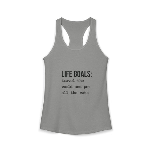 Passport Stamps & Kitty Paws / Life Goals Travel & Cat Lover Racerback Tank