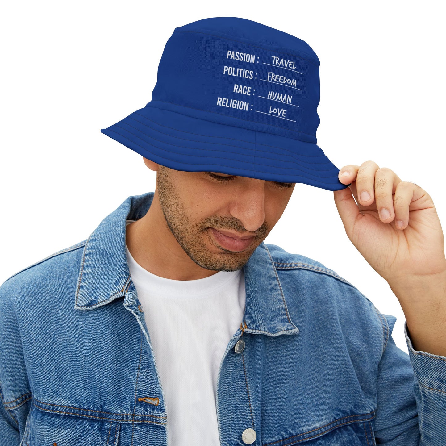 Travel. Freedom. Human. Love Bucket Hat